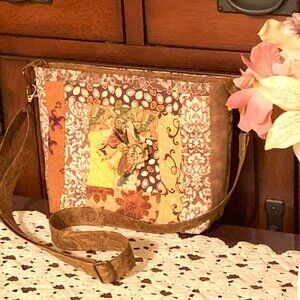 Handmade Patchwork Quilted Crossbody Bag with Lining and Zippered Closure